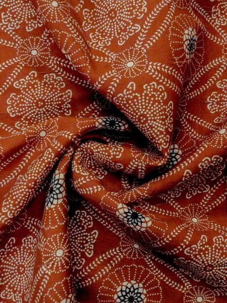 画像9: M0829F  女性用 道行  シルク(正絹)  深い 朱赤, 花 【中古】 【USED】 【リサイクル】 ★★☆☆☆ (9)