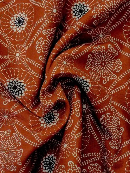 画像10: M0829F  女性用 道行  シルク(正絹)  深い 朱赤, 花 【中古】 【USED】 【リサイクル】 ★★☆☆☆ (10)