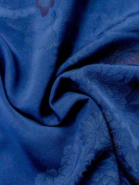 画像14: M0829H  女性用 道行  シルク（正絹）  鮮やか 青, ぼたん 【中古】 【USED】 【リサイクル】 ★★☆☆☆ (14)