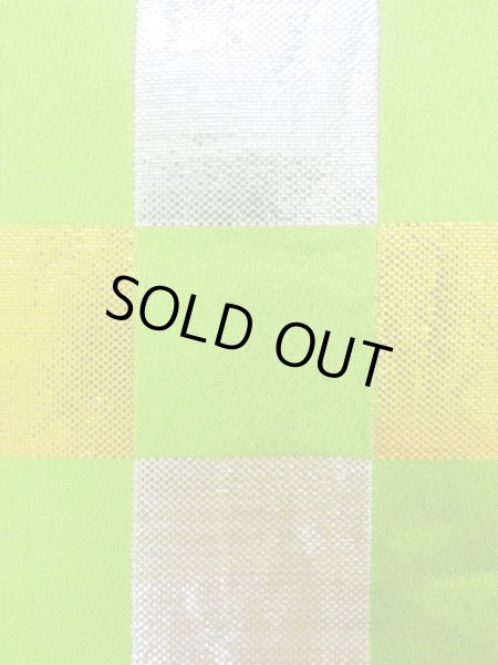 画像5: M0901H 半幅帯 女性用着物 シルク(正絹)  光沢のある 黄緑色 四角 【中古】 【USED】 【リサイクル】 ★★★☆☆ (5)