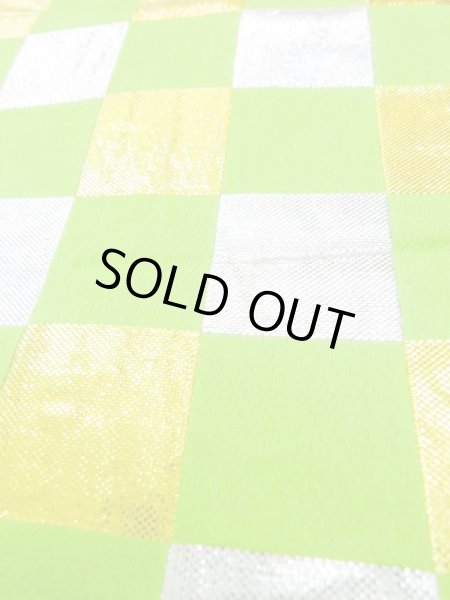 画像7: M0901H 半幅帯 女性用着物 シルク(正絹)  光沢のある 黄緑色 四角 【中古】 【USED】 【リサイクル】 ★★★☆☆ (7)