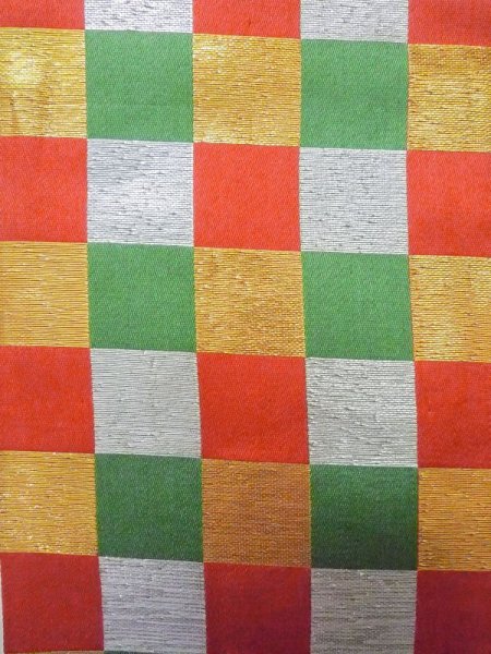 画像2: M0901I 半幅帯 女性用着物 シルク(正絹)   赤色 四角 【中古】 【USED】 【リサイクル】 ★★★★☆ (2)