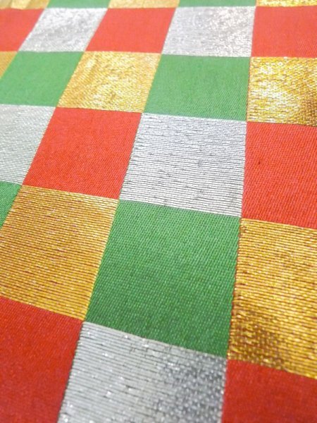 画像7: M0901I 半幅帯 女性用着物 シルク(正絹)   赤色 四角 【中古】 【USED】 【リサイクル】 ★★★★☆ (7)