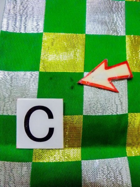 画像12: M0901T 半幅帯 女性用着物 シルク(正絹)  光沢のある 緑色 チェック柄 【中古】 【USED】 【リサイクル】 ★★☆☆☆ (12)