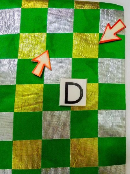 画像13: M0901T 半幅帯 女性用着物 シルク(正絹)  光沢のある 緑色 チェック柄 【中古】 【USED】 【リサイクル】 ★★☆☆☆ (13)