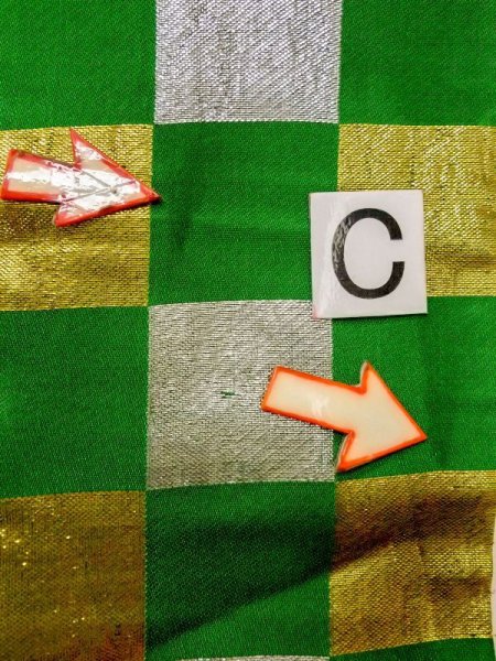 画像12: M0901W 半幅帯 女性用着物 シルク（正絹）   緑色 四角 【中古】 【USED】 【リサイクル】 ★★☆☆☆ (12)