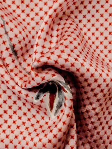 画像10: M0907C  女性用 羽織 折り鶴柄 シルク(正絹) 淡い 薄い 珊瑚色, 抽象的模様 【中古】 【USED】 【リサイクル】 ★★☆☆☆ (10)