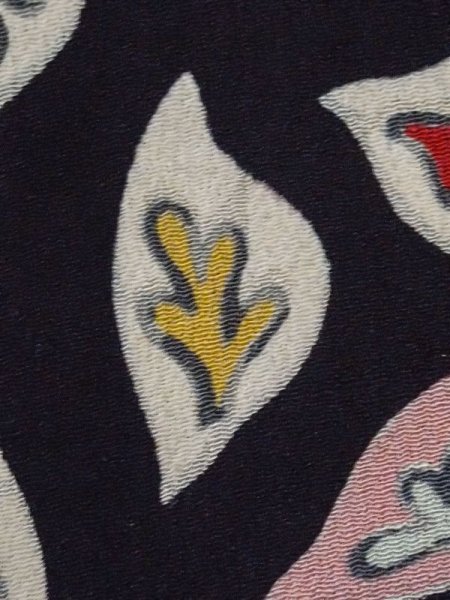 画像7: M0907G  女性用 羽織  シルク(正絹)   黒, 葉 【中古】 【USED】 【リサイクル】 ★☆☆☆☆ (7)