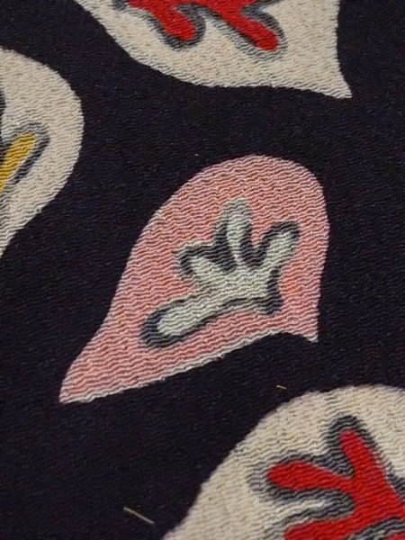 画像9: M0907G  女性用 羽織  シルク(正絹)   黒, 葉 【中古】 【USED】 【リサイクル】 ★☆☆☆☆ (9)