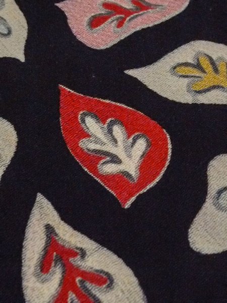 画像10: M0907G  女性用 羽織  シルク(正絹)   黒, 葉 【中古】 【USED】 【リサイクル】 ★☆☆☆☆ (10)