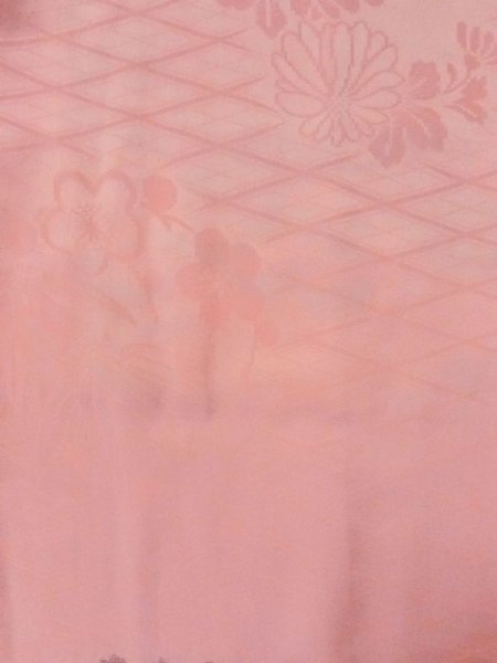 画像3: M0907I  女性用 羽織 地紋:笹、菱柄 シルク(正絹)   桃色, 桐 【中古】 【USED】 【リサイクル】 ★★☆☆☆ (3)