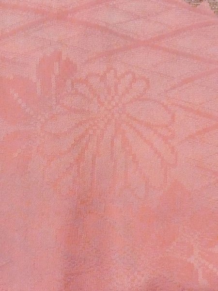 画像7: M0907I  女性用 羽織 地紋:笹、菱柄 シルク(正絹)   桃色, 桐 【中古】 【USED】 【リサイクル】 ★★☆☆☆ (7)