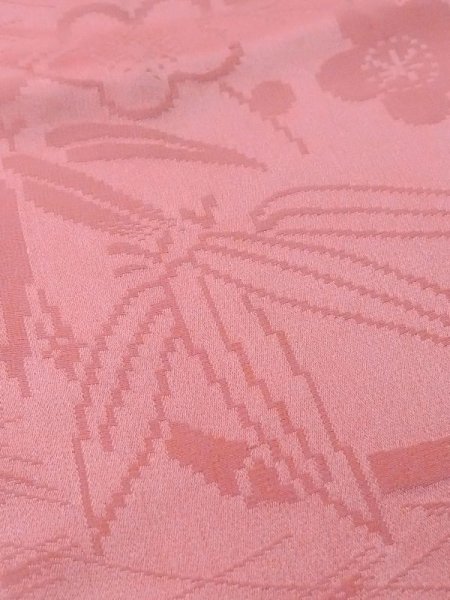画像11: M0907I  女性用 羽織 地紋:笹、菱柄 シルク(正絹)   桃色, 桐 【中古】 【USED】 【リサイクル】 ★★☆☆☆ (11)