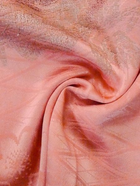 画像13: M0907I  女性用 羽織 地紋:笹、菱柄 シルク(正絹)   桃色, 桐 【中古】 【USED】 【リサイクル】 ★★☆☆☆ (13)