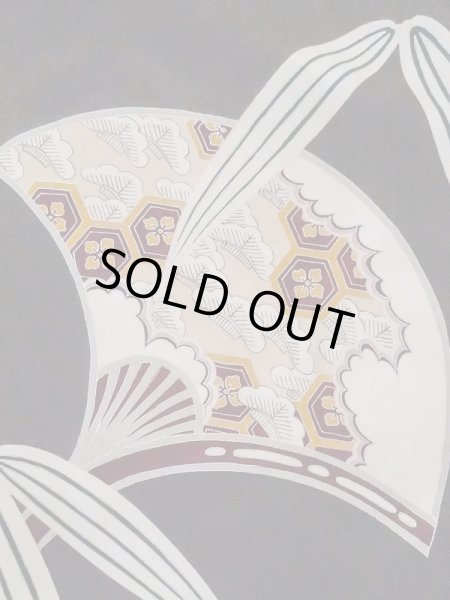 画像7: M0907J  女性用 羽織  シルク（正絹）   黒, 松/松葉 【中古】 【USED】 【リサイクル】 ★★☆☆☆ (7)