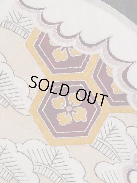 画像8: M0907J  女性用 羽織  シルク（正絹）   黒, 松/松葉 【中古】 【USED】 【リサイクル】 ★★☆☆☆ (8)