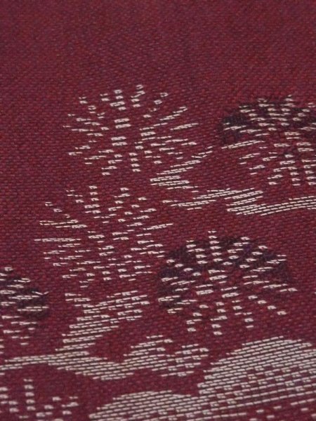 画像8: M0907L  女性用 羽織 撫子柄 シルク(正絹)  深い 赤色, ぼたん 【中古】 【USED】 【リサイクル】 ★★☆☆☆ (8)