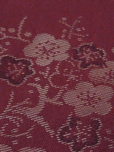 画像9: M0907L  女性用 羽織 撫子柄 シルク(正絹)  深い 赤色, ぼたん 【中古】 【USED】 【リサイクル】 ★★☆☆☆ (9)