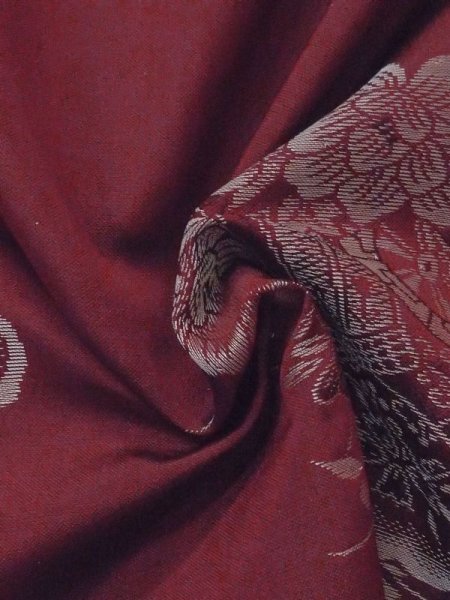 画像12: M0907L  女性用 羽織 撫子柄 シルク(正絹)  深い 赤色, ぼたん 【中古】 【USED】 【リサイクル】 ★★☆☆☆ (12)