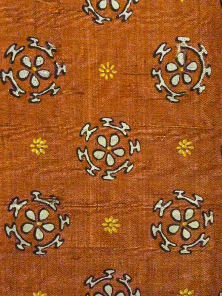 画像5: M0907Q  女性用 羽織  シルク(正絹) 深い 鮮やか 橙色, 花 【中古】 【USED】 【リサイクル】 ★★☆☆☆ (5)