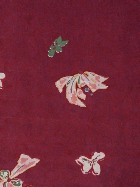 画像3: M0907R  女性用 羽織 使用感あり。 シルク(正絹)  深い 赤色, 花 【中古】 【USED】 【リサイクル】 ★☆☆☆☆ (3)