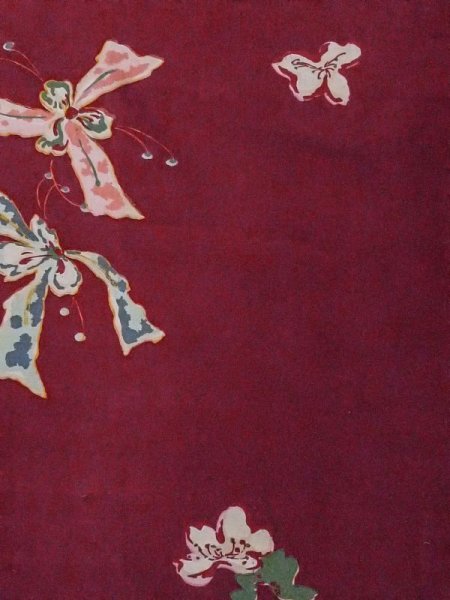 画像4: M0907R  女性用 羽織 使用感あり。 シルク(正絹)  深い 赤色, 花 【中古】 【USED】 【リサイクル】 ★☆☆☆☆ (4)