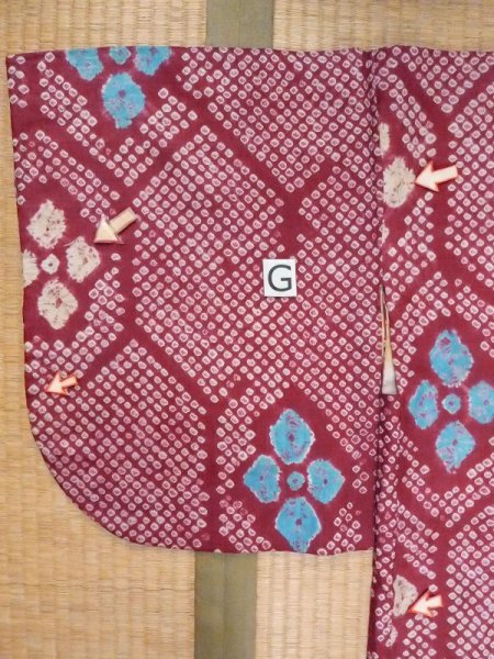 画像21: M0907T  女性用 羽織  シルク(正絹) 鮮やか 紫み 桃色, 菱 【中古】 【USED】 【リサイクル】 ★☆☆☆☆ (21)