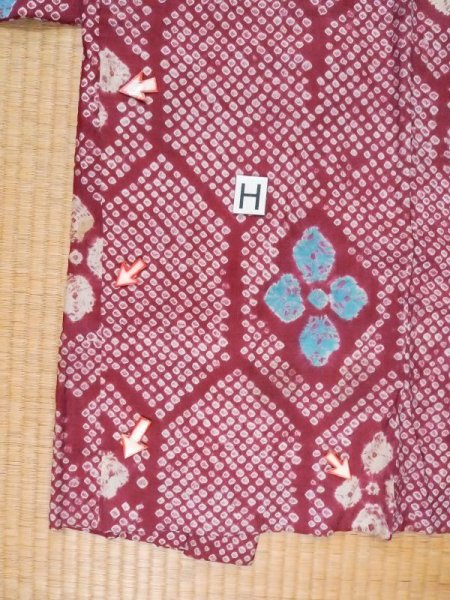 画像22: M0907T  女性用 羽織  シルク(正絹) 鮮やか 紫み 桃色, 菱 【中古】 【USED】 【リサイクル】 ★☆☆☆☆ (22)