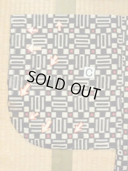画像16: M0907U  女性用 羽織  シルク(正絹)   黒, 幾何学模様 【中古】 【USED】 【リサイクル】 ★★☆☆☆ (16)