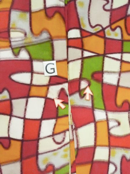 画像22: M0907W  女性用 羽織  シルク(正絹)  鮮やか マルチカラー, 抽象的模様 【中古】 【USED】 【リサイクル】 ★★☆☆☆ (22)