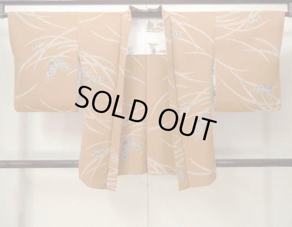 画像2: M0908A  女性用 羽織  シルク(正絹)  深い 緑色, 菊 灰色がかった【中古】 【USED】 【リサイクル】 ★★★☆☆ (2)