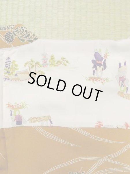 画像14: M0908A  女性用 羽織  シルク(正絹)  深い 緑色, 菊 灰色がかった【中古】 【USED】 【リサイクル】 ★★★☆☆ (14)