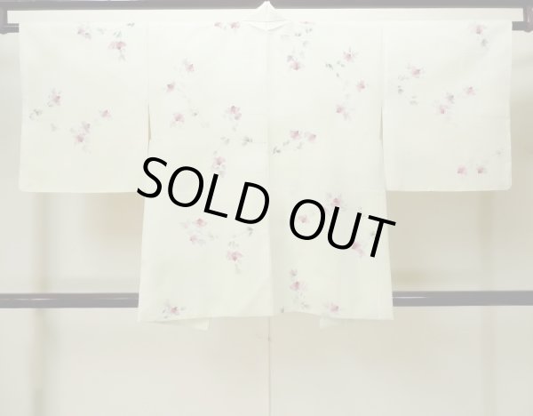 画像2: M0908C  女性用 羽織  化繊  淡い 黄緑色, 花 【中古】 【USED】 【リサイクル】 ★★☆☆☆ (2)