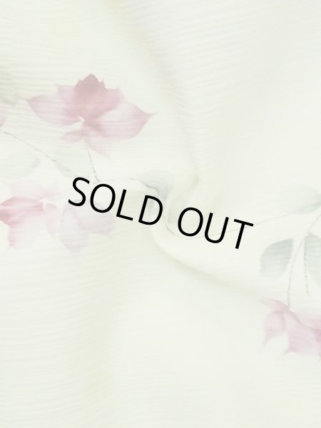 画像12: M0908C  女性用 羽織  化繊  淡い 黄緑色, 花 【中古】 【USED】 【リサイクル】 ★★☆☆☆ (12)