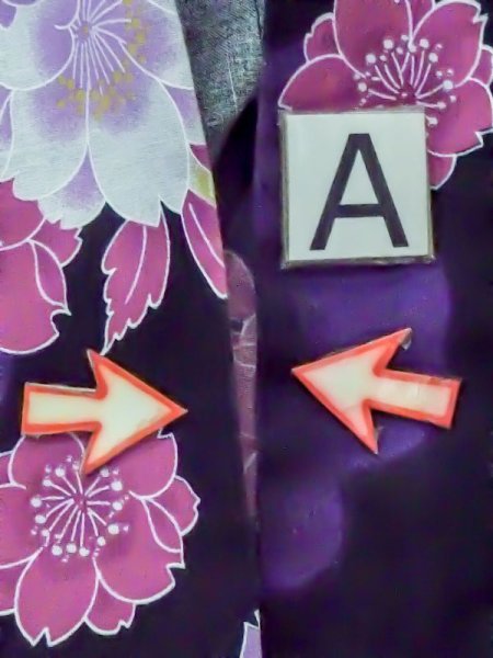 画像14: M0914F  女性用 浴衣（海外製）  綿   黒, 桜 【中古】 【USED】 【リサイクル】 ★★☆☆☆ (14)