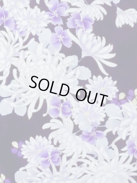 画像4: M0914I  女性用 浴衣（海外製） 撫子柄 綿   黒, 菊 【中古】 【USED】 【リサイクル】 ★★★★☆ (4)