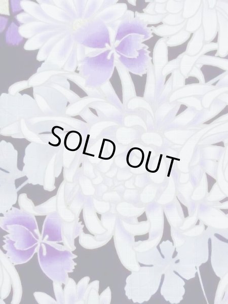 画像5: M0914I  女性用 浴衣（海外製） 撫子柄 綿   黒, 菊 【中古】 【USED】 【リサイクル】 ★★★★☆ (5)