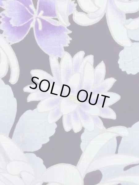 画像6: M0914I  女性用 浴衣（海外製） 撫子柄 綿   黒, 菊 【中古】 【USED】 【リサイクル】 ★★★★☆ (6)