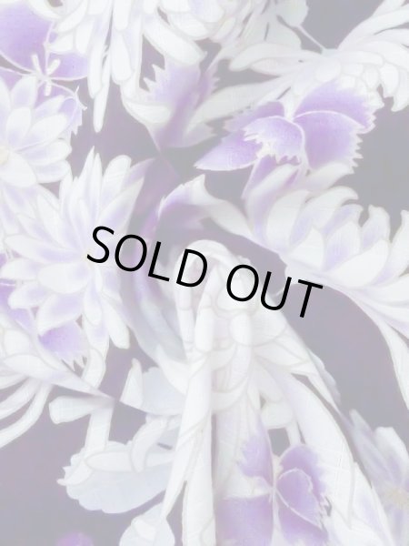 画像12: M0914I  女性用 浴衣（海外製） 撫子柄 綿   黒, 菊 【中古】 【USED】 【リサイクル】 ★★★★☆ (12)