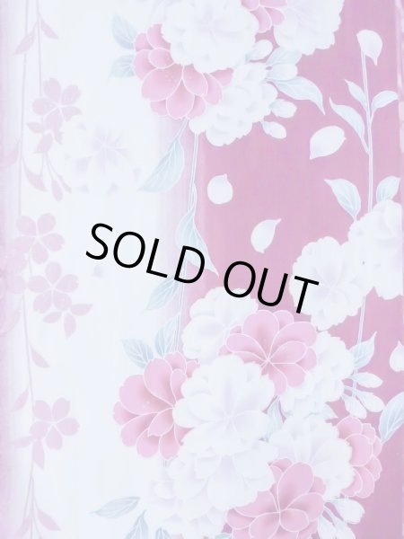 画像3: M0914J  女性用 浴衣(海外製)  綿  鮮やか 桃色, 花 【中古】 【USED】 【リサイクル】 ★★★☆☆ (3)