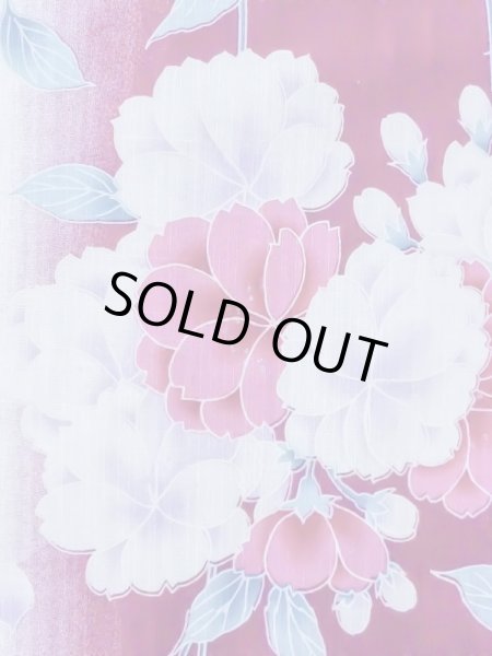 画像5: M0914J  女性用 浴衣(海外製)  綿  鮮やか 桃色, 花 【中古】 【USED】 【リサイクル】 ★★★☆☆ (5)