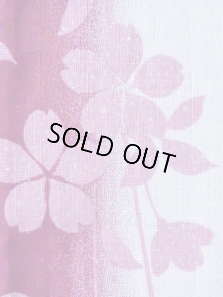 画像6: M0914J  女性用 浴衣(海外製)  綿  鮮やか 桃色, 花 【中古】 【USED】 【リサイクル】 ★★★☆☆ (6)