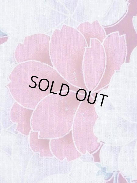 画像7: M0914J  女性用 浴衣(海外製)  綿  鮮やか 桃色, 花 【中古】 【USED】 【リサイクル】 ★★★☆☆ (7)