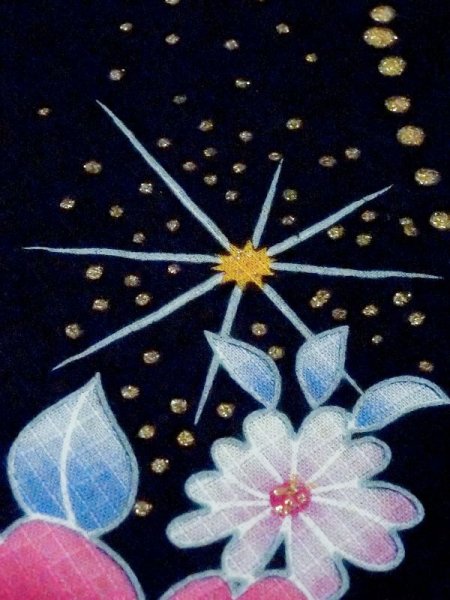 画像9: M0914N  女性用 浴衣(海外製) リボン柄 綿   黒, 花 【中古】 【USED】 【リサイクル】 ★★★★☆ (9)