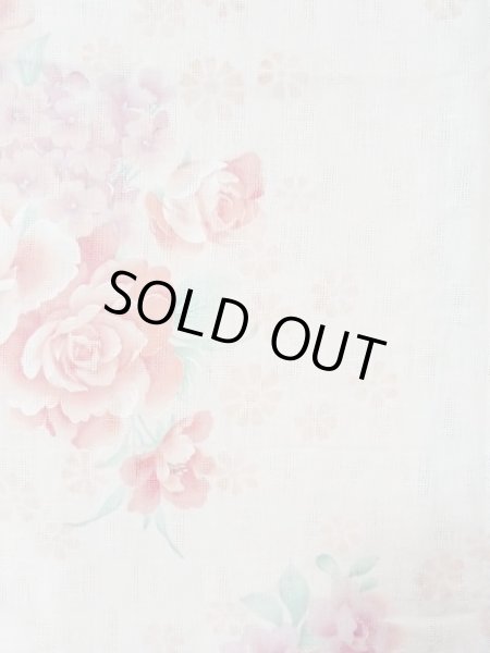 画像3: M0914O  女性用 浴衣（海外製）  綿麻 淡い 薄い 珊瑚色, 花 【中古】 【USED】 【リサイクル】 ★★★★☆ (3)