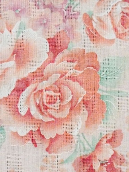 画像5: M0914O  女性用 浴衣（海外製）  綿麻 淡い 薄い 珊瑚色, 花 【中古】 【USED】 【リサイクル】 ★★★★☆ (5)