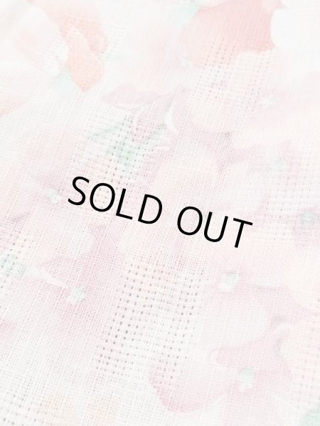 画像8: M0914O  女性用 浴衣（海外製）  綿麻 淡い 薄い 珊瑚色, 花 【中古】 【USED】 【リサイクル】 ★★★★☆ (8)