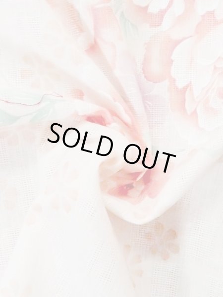 画像11: M0914O  女性用 浴衣（海外製）  綿麻 淡い 薄い 珊瑚色, 花 【中古】 【USED】 【リサイクル】 ★★★★☆ (11)