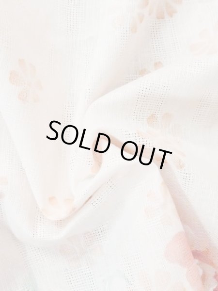 画像12: M0914O  女性用 浴衣（海外製）  綿麻 淡い 薄い 珊瑚色, 花 【中古】 【USED】 【リサイクル】 ★★★★☆ (12)