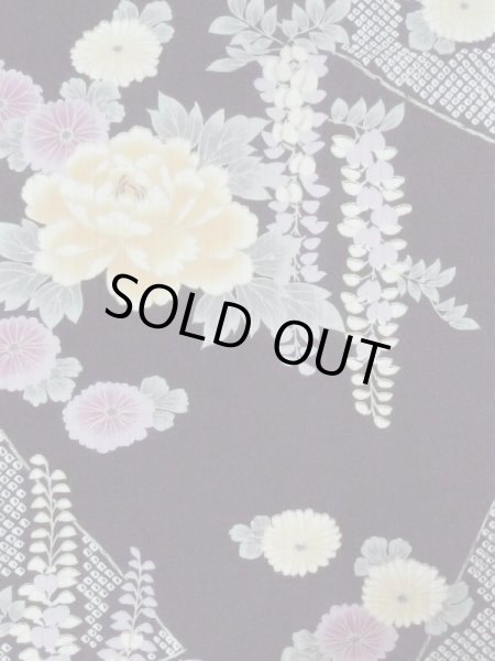 画像3: M0914Q  女性用 浴衣(海外製)  綿   黒, ぼたん 【中古】 【USED】 【リサイクル】 ★★★★☆ (3)